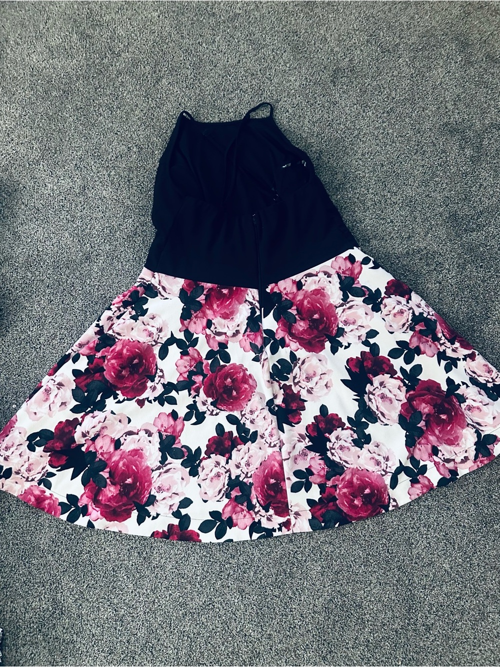 Speechless Black & Floral Pink A-Line Mini Dress